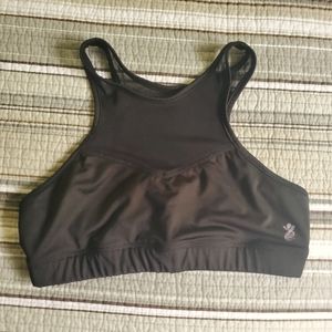 Black High Neck Mesh Back Yoga Bra S